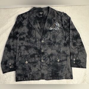 Hama|Black Tie-Dye Blazer with Pocket Detail